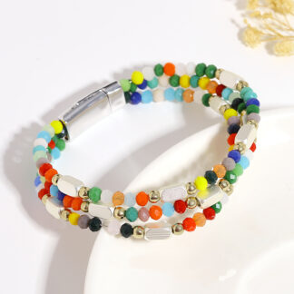Colorful Crystal Beaded Magnetic Bangle