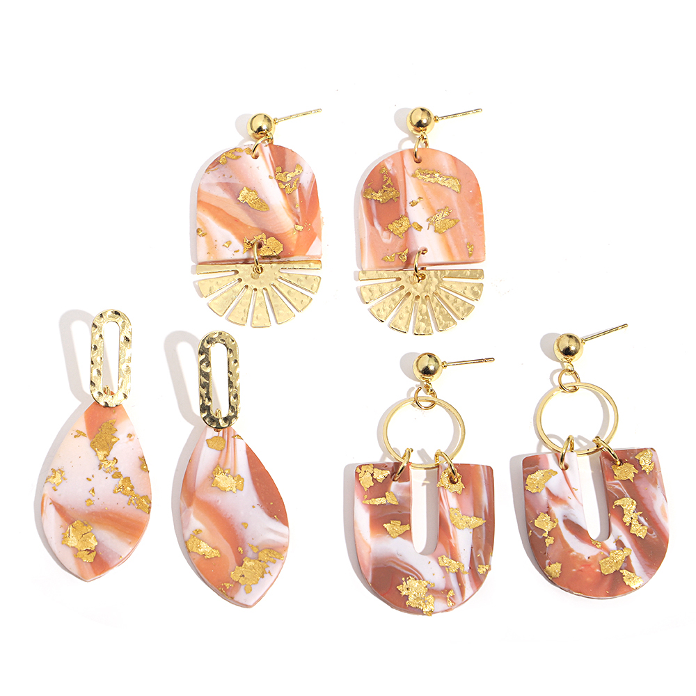 Gradient Polymer Clay Earrings - Unique Geometric Jewelry - Image 5