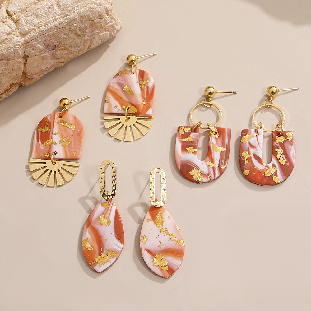 Gradient Polymer Clay Earrings - Unique Geometric Jewelry - Image 4