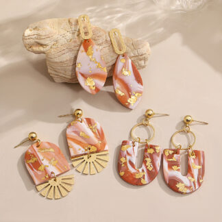 Gradient Polymer Clay Earrings - Unique Geometric Jewelry