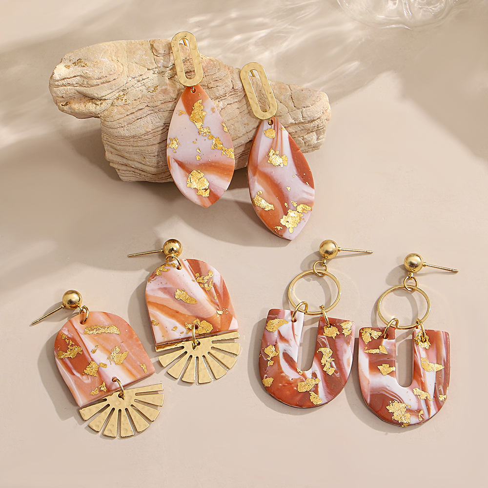 Gradient Polymer Clay Earrings - Unique Geometric Jewelry