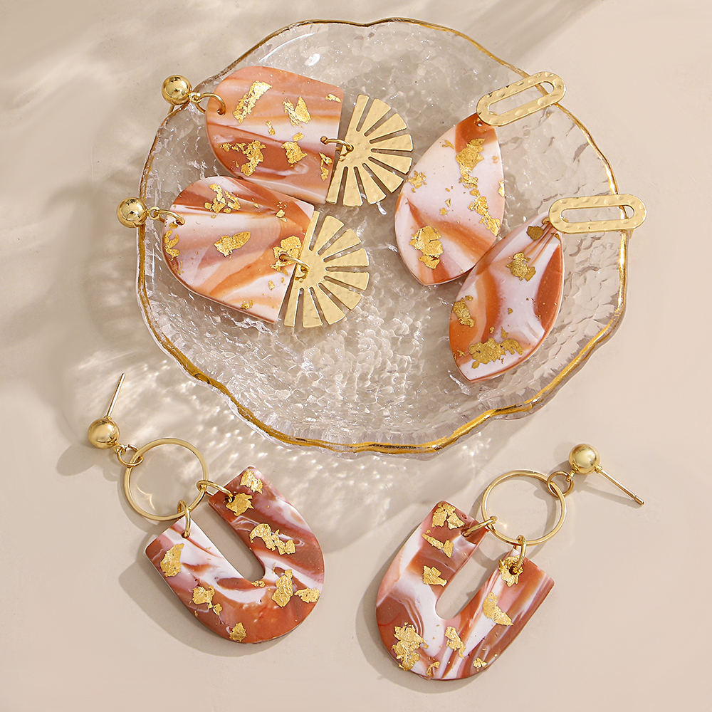 Gradient Polymer Clay Earrings - Unique Geometric Jewelry - Image 2