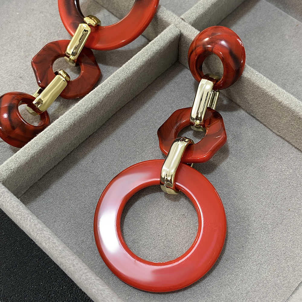 Trendy Acrylic Round Pendant Earrings - Chic Geometric Jewelry - Image 5