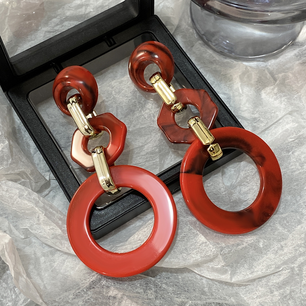 Trendy Acrylic Round Pendant Earrings - Chic Geometric Jewelry - Image 3
