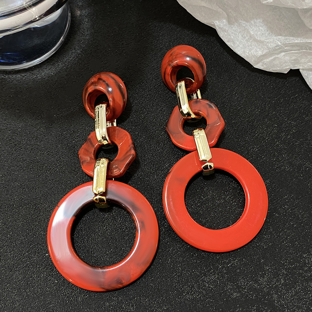 Trendy Acrylic Round Pendant Earrings - Chic Geometric Jewelry - Image 6