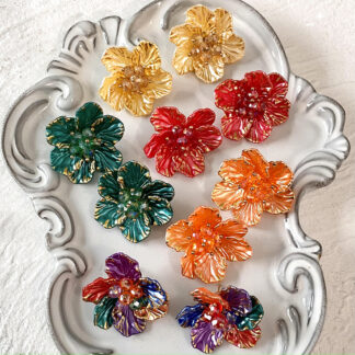 Colorful Petal Flower Stud Earrings - Elegant Party Jewelry