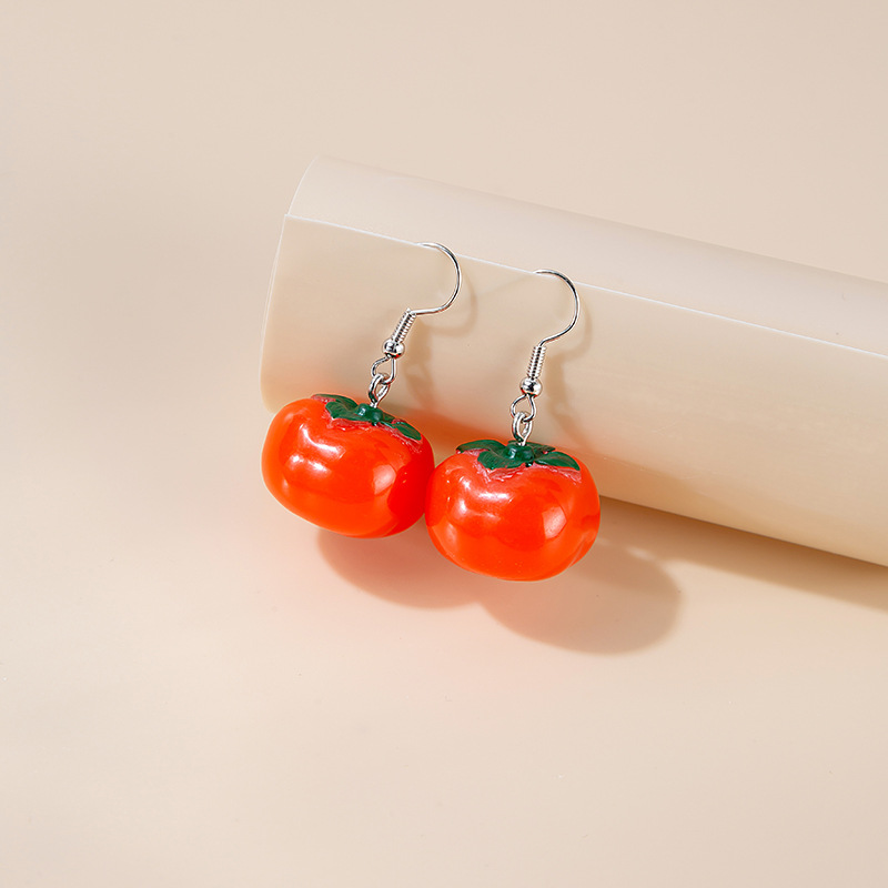 Whimsical Fruit & Pumpkin Pendant Earrings - Fun Jewelry for Any Occasion - Image 2