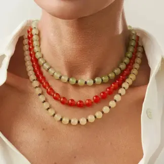 Y2K Glass Beads Choker Necklace for Women – Retro Boho Clavicle Chain Jewelry