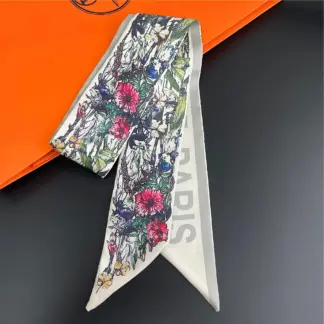 Silk Twill Skinny Scarf for Women – Hair, Bag & Neck Accessory