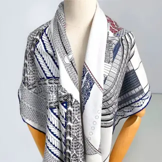 Luxury Silk Cashmere Scarf – 51 Inch Geometric Square Wrap