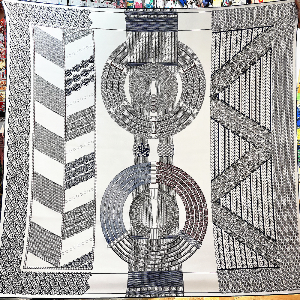 Luxury Silk Cashmere Scarf – 51 Inch Geometric Square Wrap - Image 4