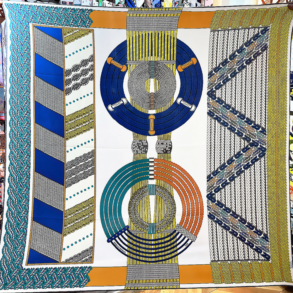 Luxury Silk Cashmere Scarf – 51 Inch Geometric Square Wrap - Image 5