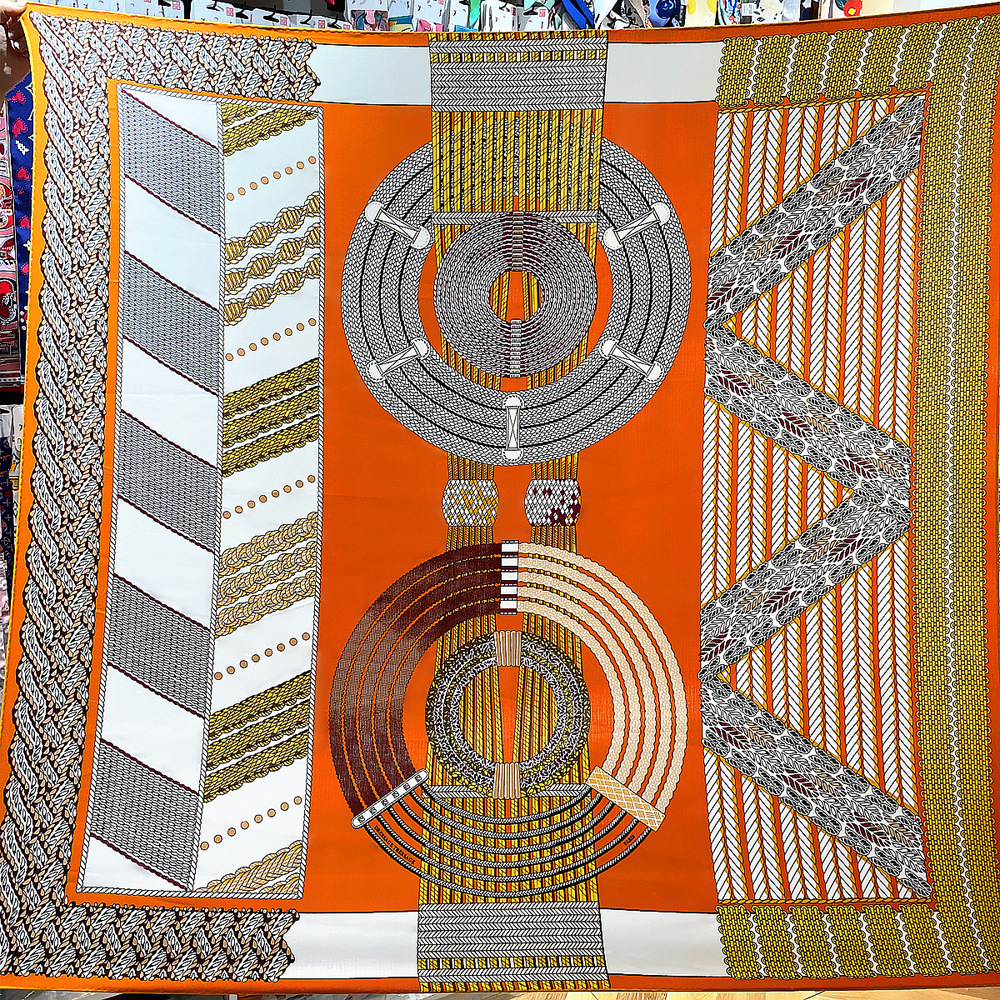 Luxury Silk Cashmere Scarf – 51 Inch Geometric Square Wrap - Image 6