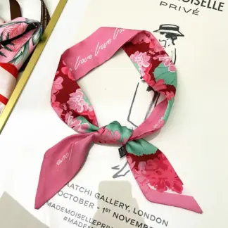 Silk Floral Hair & Bag Scarf for Women – Elegant Multipurpose Accessory
