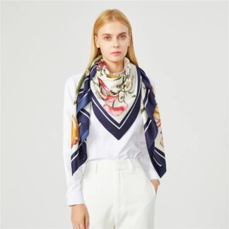 Luxury 51-Inch Floral Silk Square Scarf for Women
