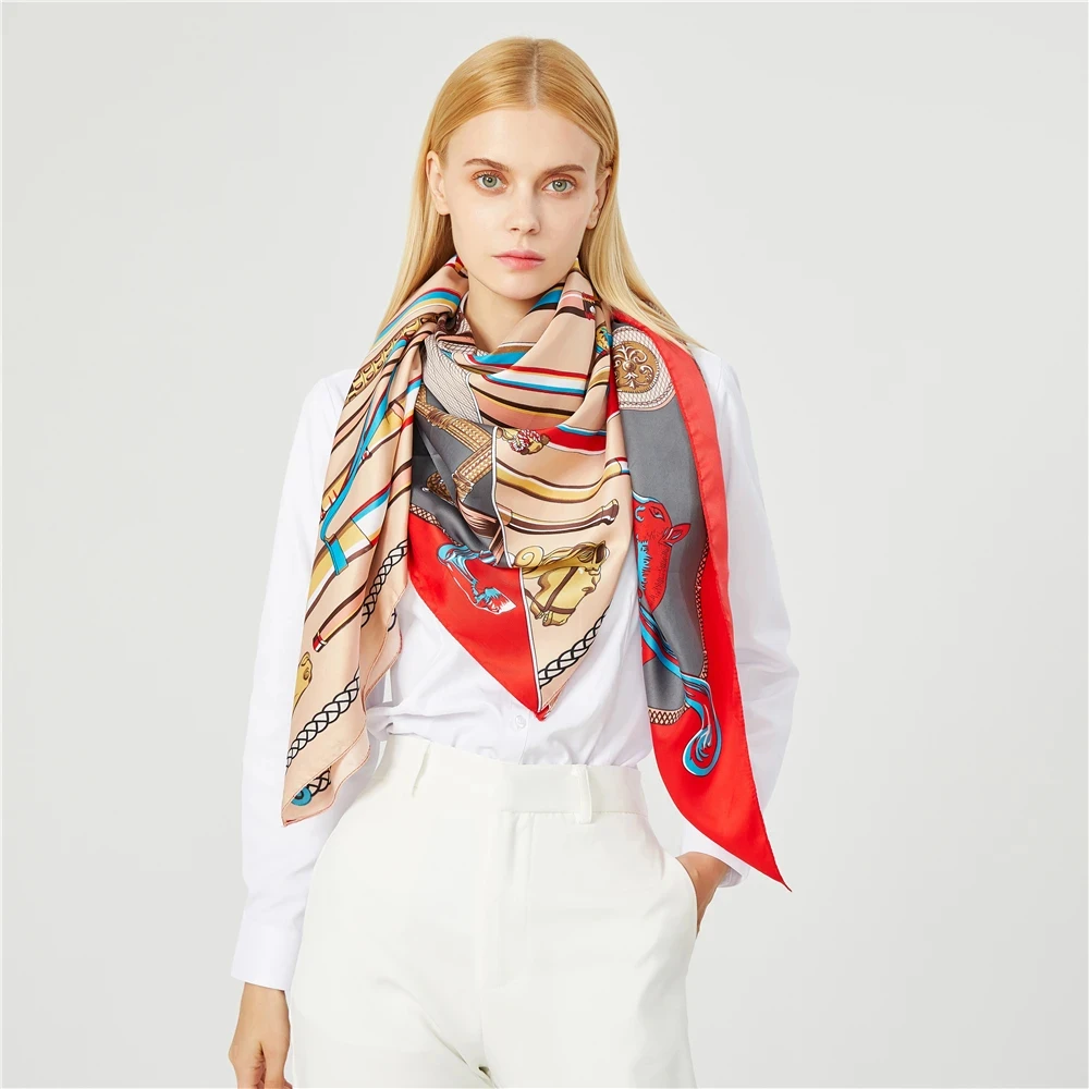 Luxury 51” Silk Square Scarf for Women – Fashion Shawl & Bandana