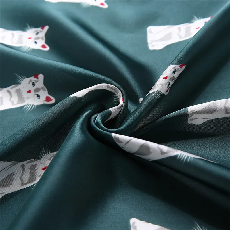 Chic 24-Inch Cartoon Cat Silk Square Scarf for Women - Image 5