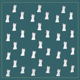 Chic 24-Inch Cartoon Cat Silk Square Scarf for Women