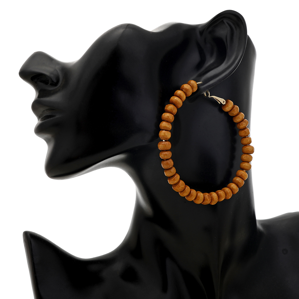 Handmade Ethnic Bamboo Wooden Long Drop Earrings for Women - Image 2