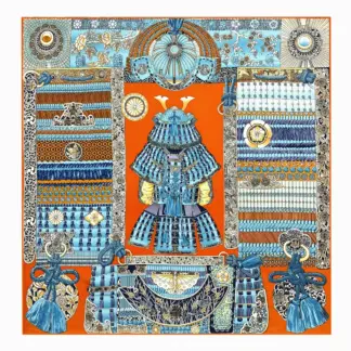 90cm Luxury Armor Design Silk Twill Scarf with Hand-Rolled Edges