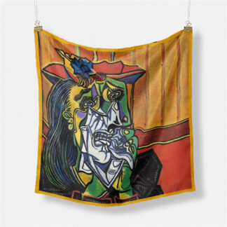 Elegant Picasso-Inspired 100% Silk Square Scarf for Women - 21 Inch