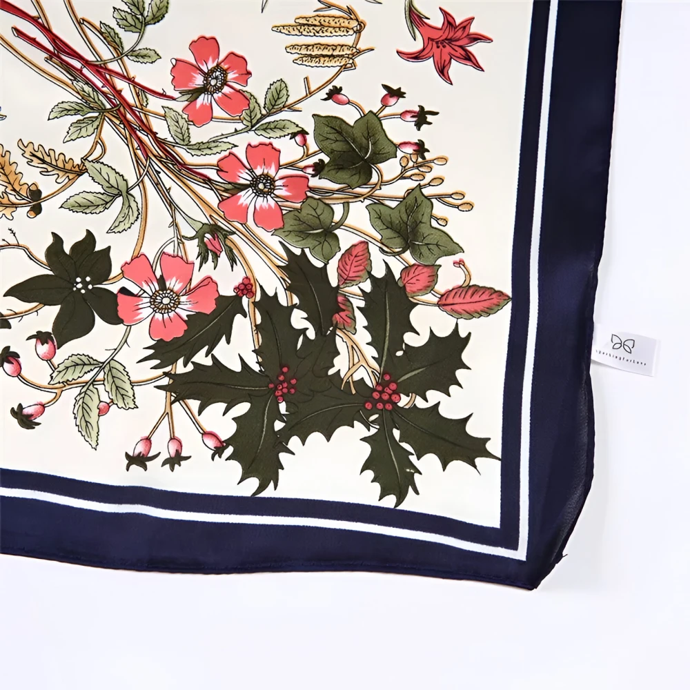 Luxury Striped Plaid Silk Square Scarf for Women - Image 5