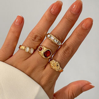 Boho Gold Rhinestone Ring Set - Elegant Jewelry for Women