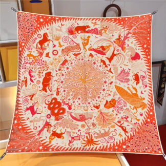 90cm Luxury Silk Horse Print Square Scarf for Women – Elegant Fashion Shawl