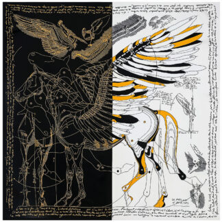 Luxury 51-Inch 100% Silk Pegasus Print Square Scarf for Women