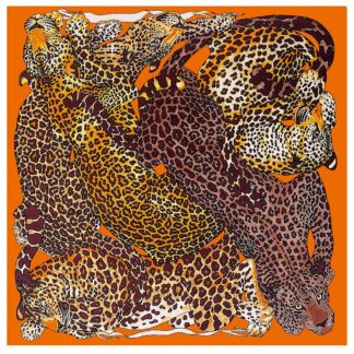 Luxury 51-Inch Silk Square Scarf for Women – Elegant Leopard Print Shawl