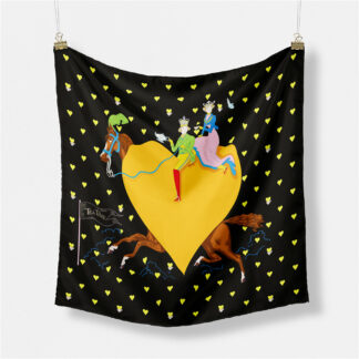 Luxury Silk Tea Time Print Square Scarf for Women – 53cm Fashion Accessory