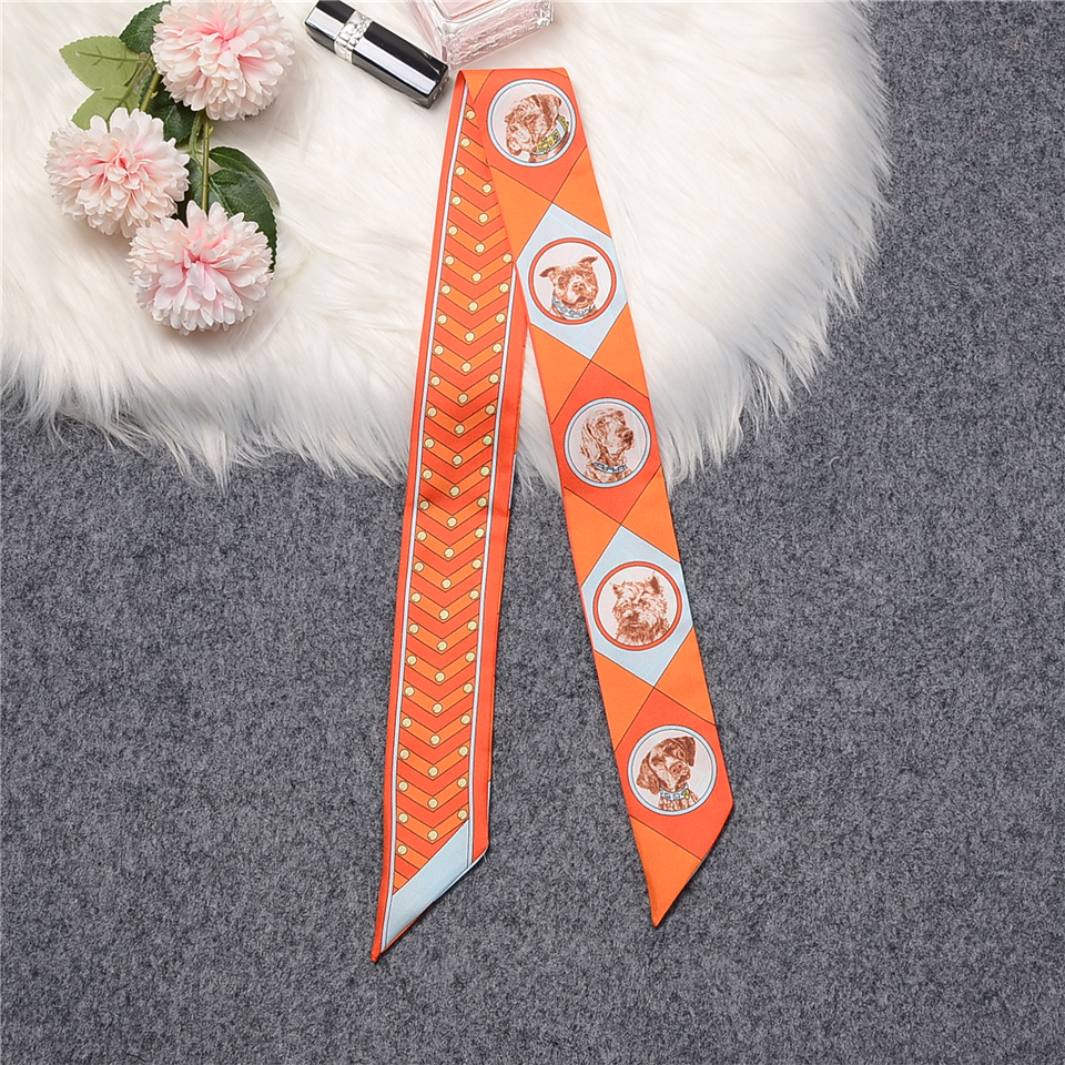 Luxury 100% Mulberry Silk Scarf – Dog Print Neckerchief - Image 4