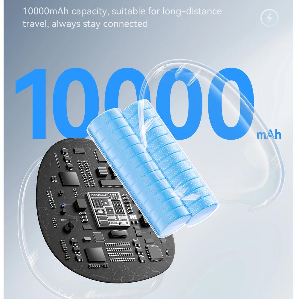 10000mAh Fast-Charge Power Bank with Retractable Cable & Digital Display - Image 3
