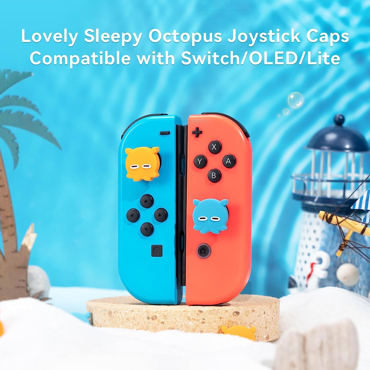 Silicone Thumbstick Caps for Nintendo Switch - Cute Sleepy Octopus Design - Image 2
