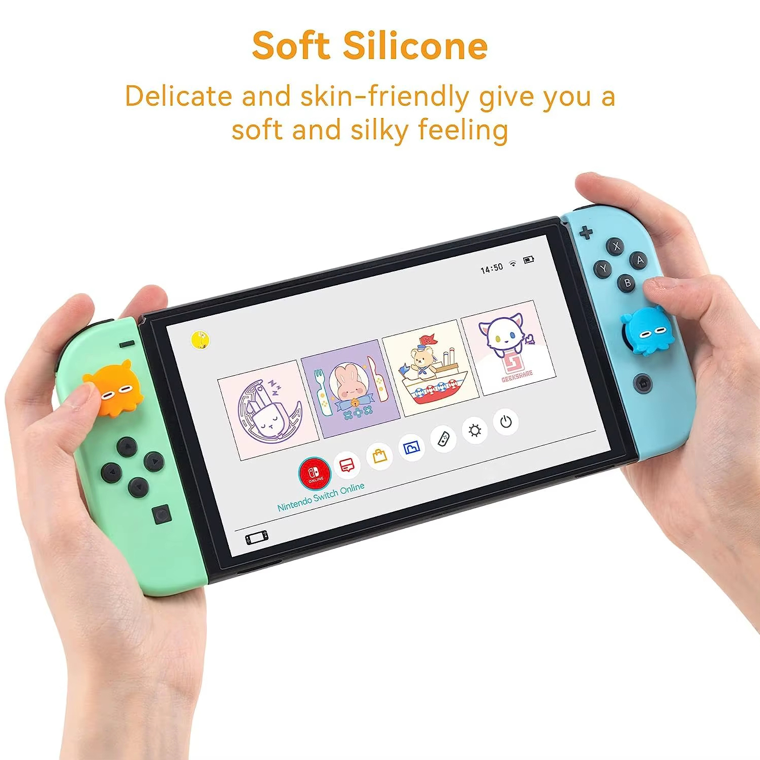 Silicone Thumbstick Caps for Nintendo Switch - Cute Sleepy Octopus Design - Image 5