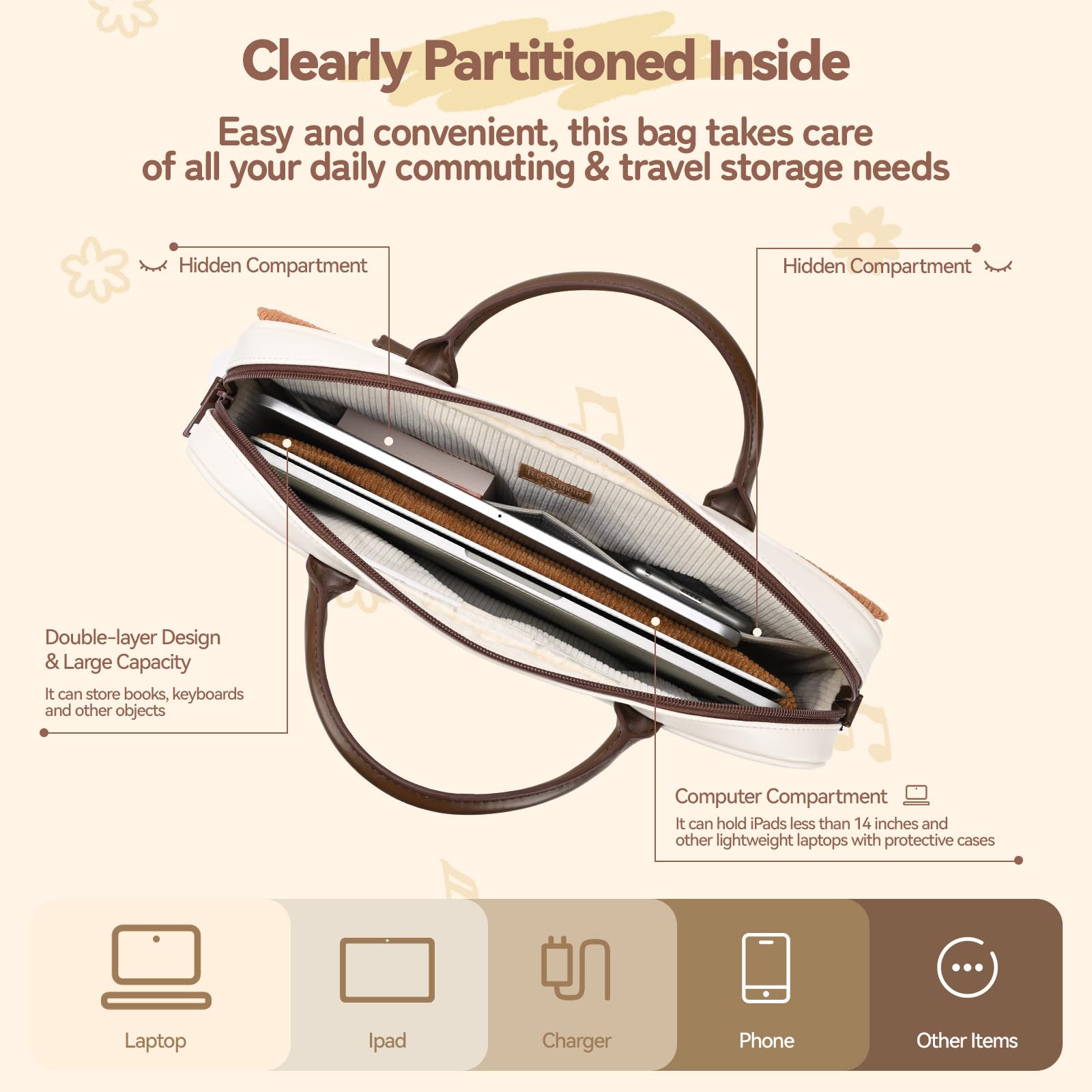14-Inch PU Laptop Bag with Large Capacity - Image 6