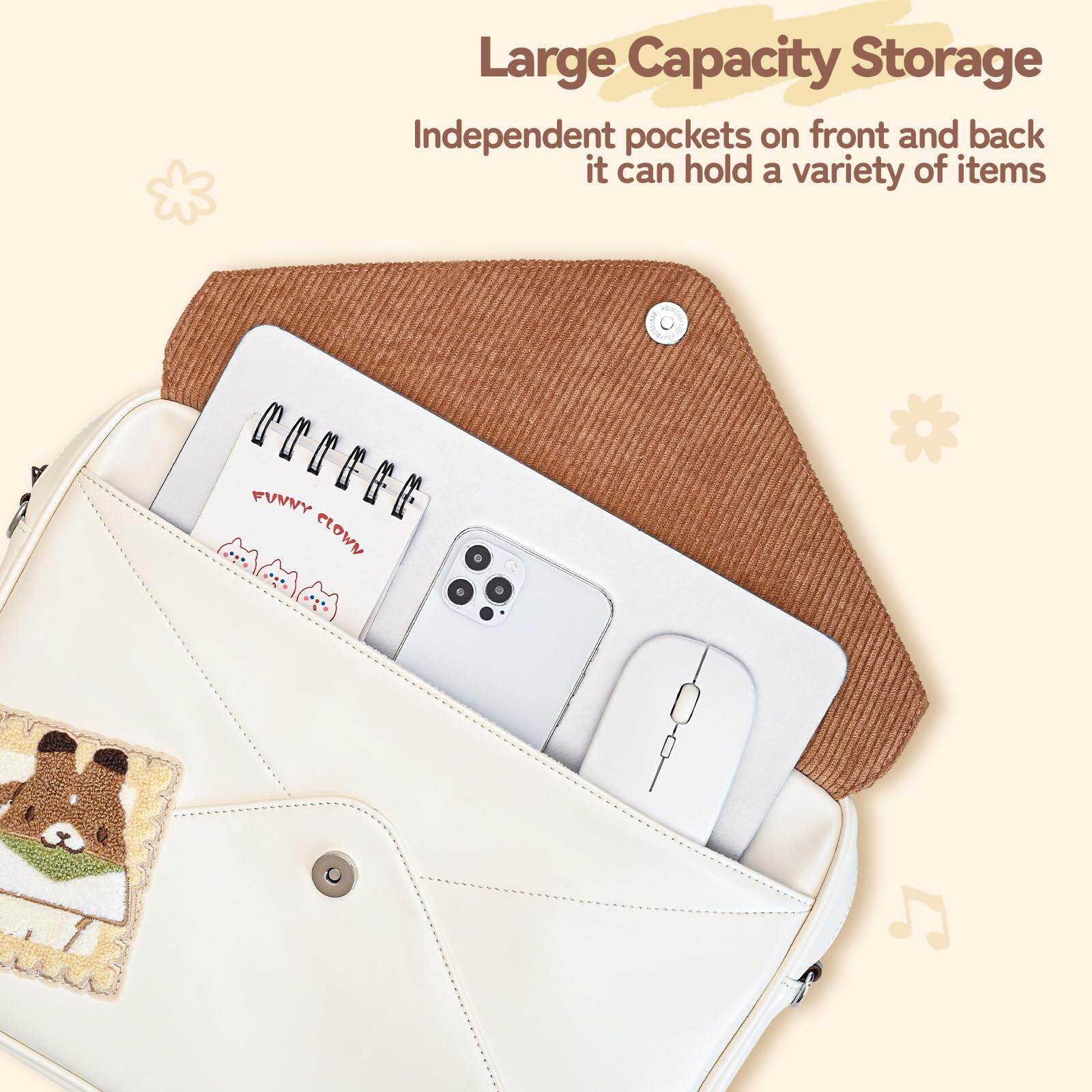 14-Inch PU Laptop Bag with Large Capacity - Image 4