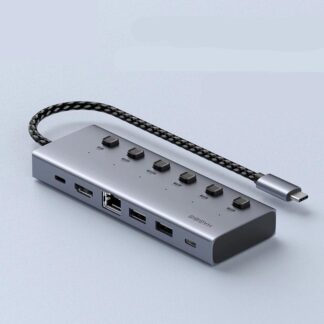 USB C Hub Docking Station with 100W PD, 4K HDMI, Ethernet & Individual Switches