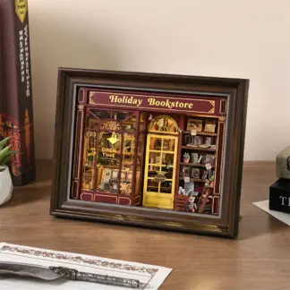DIY Holiday Book Nook – 3D Wooden Bookstore Puzzle & Dollhouse Ornament