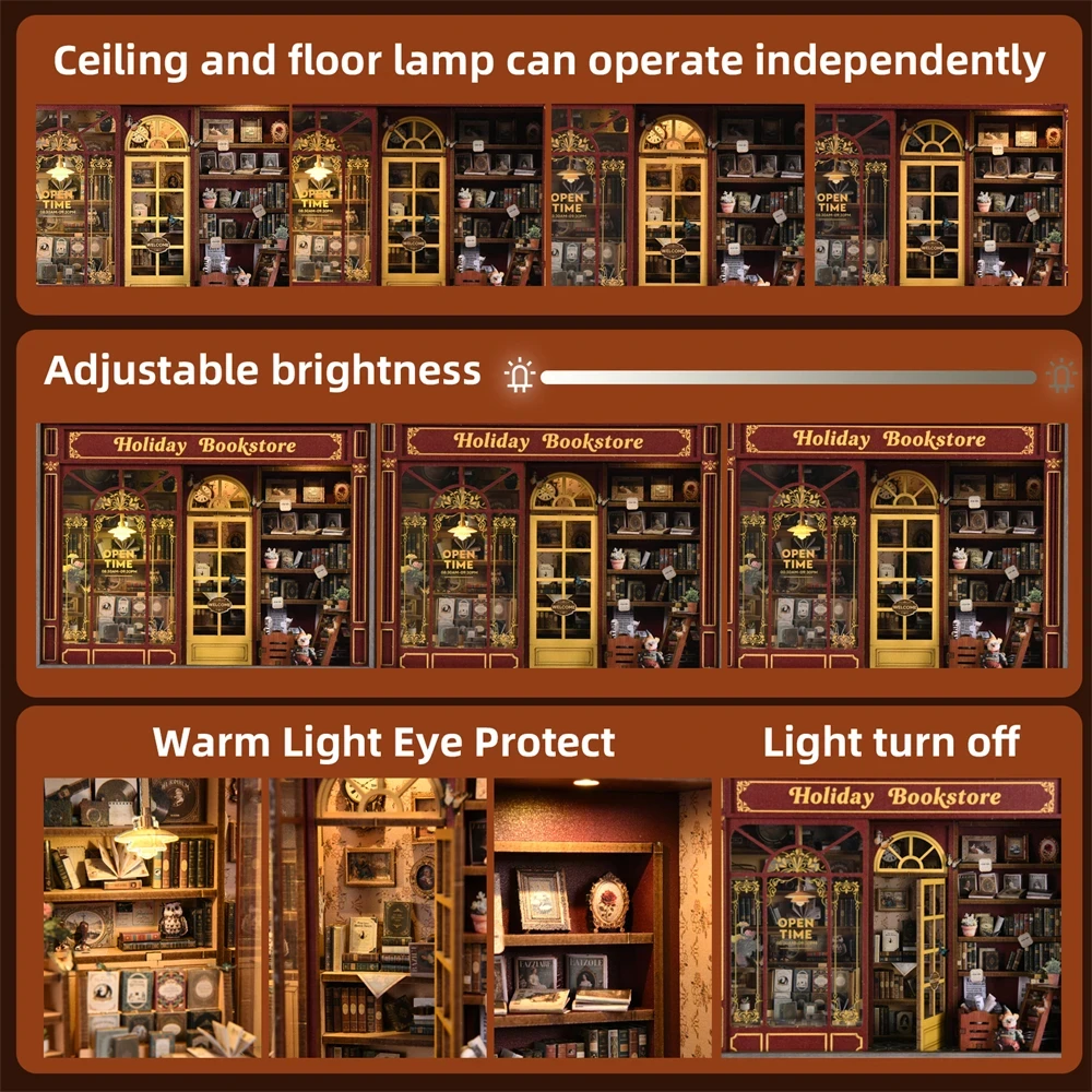 DIY Holiday Book Nook – 3D Wooden Bookstore Puzzle & Dollhouse Ornament - Image 3