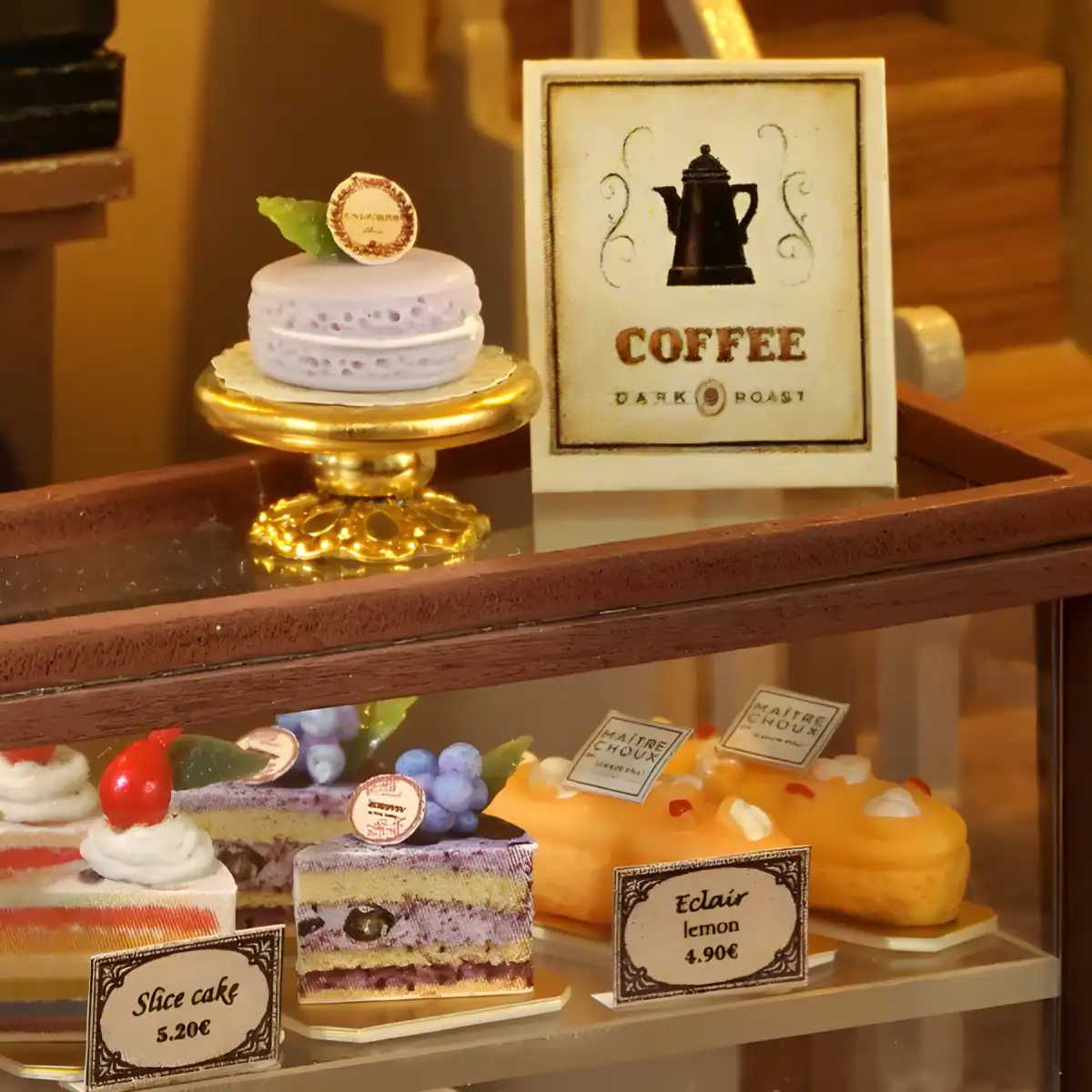 DIY Wooden Duplex Café Miniature House Kit with Music Box - Image 3