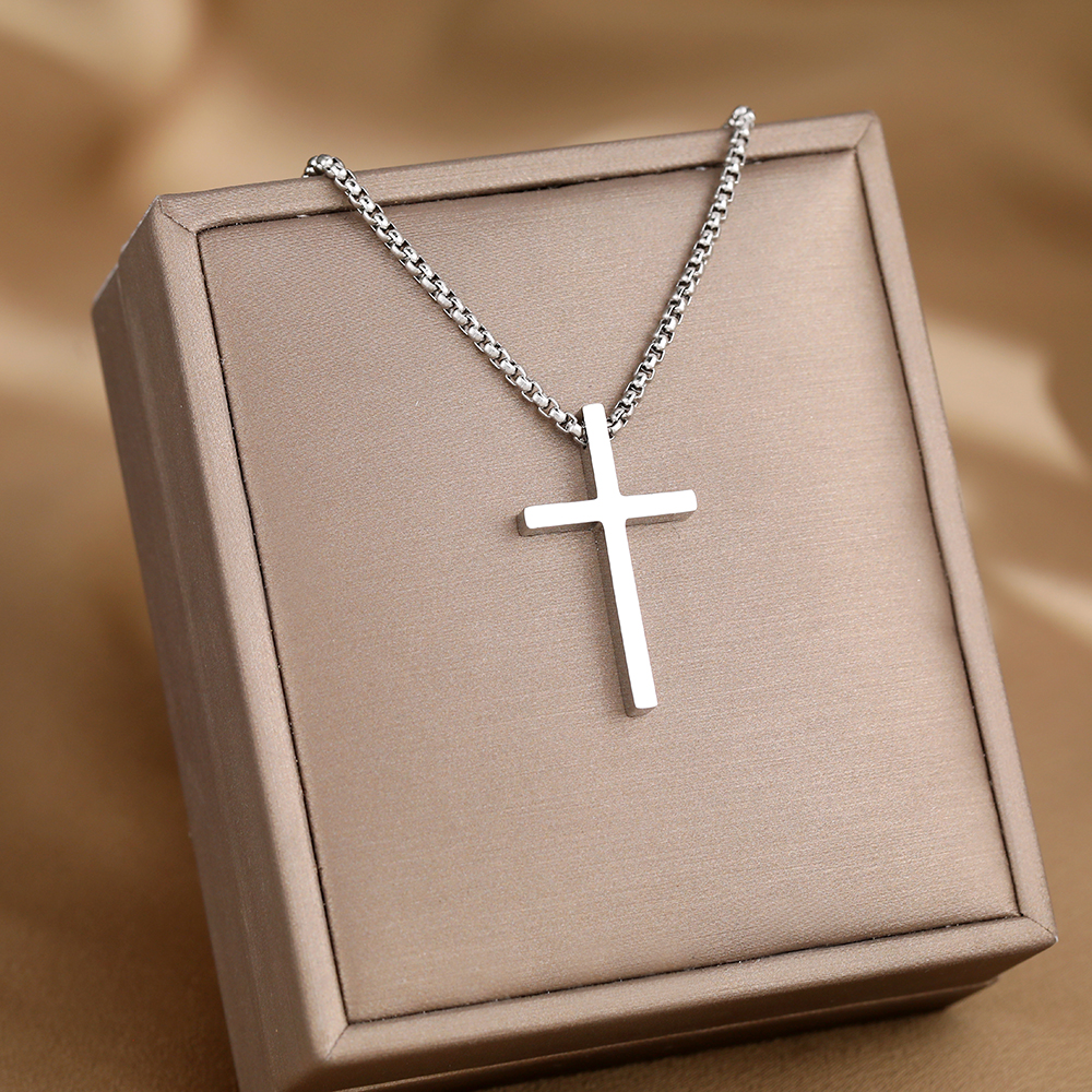 Cross Pendant Streetwear Necklace – Grunge Y2K Stainless Steel Chain - Image 4