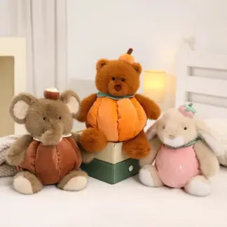 40cm Cute Pumpkin Animal Plushies – Bunny, Bear & Elephant Soft Toys