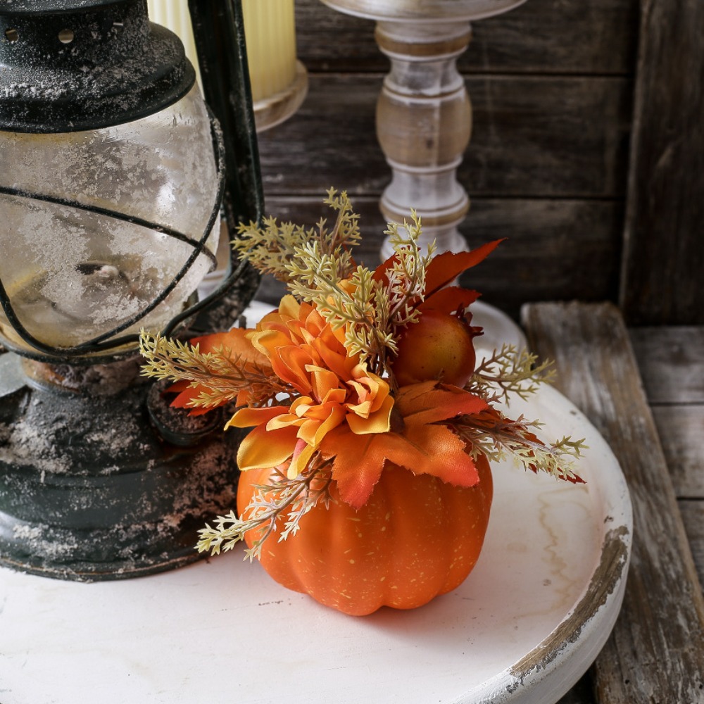 Artificial Pumpkin with Chrysanthemums – Harvest Home & Table Decor - Image 3