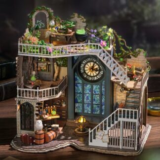 DIY Wooden Miniature Magic Workshop Dollhouse Kit with Light
