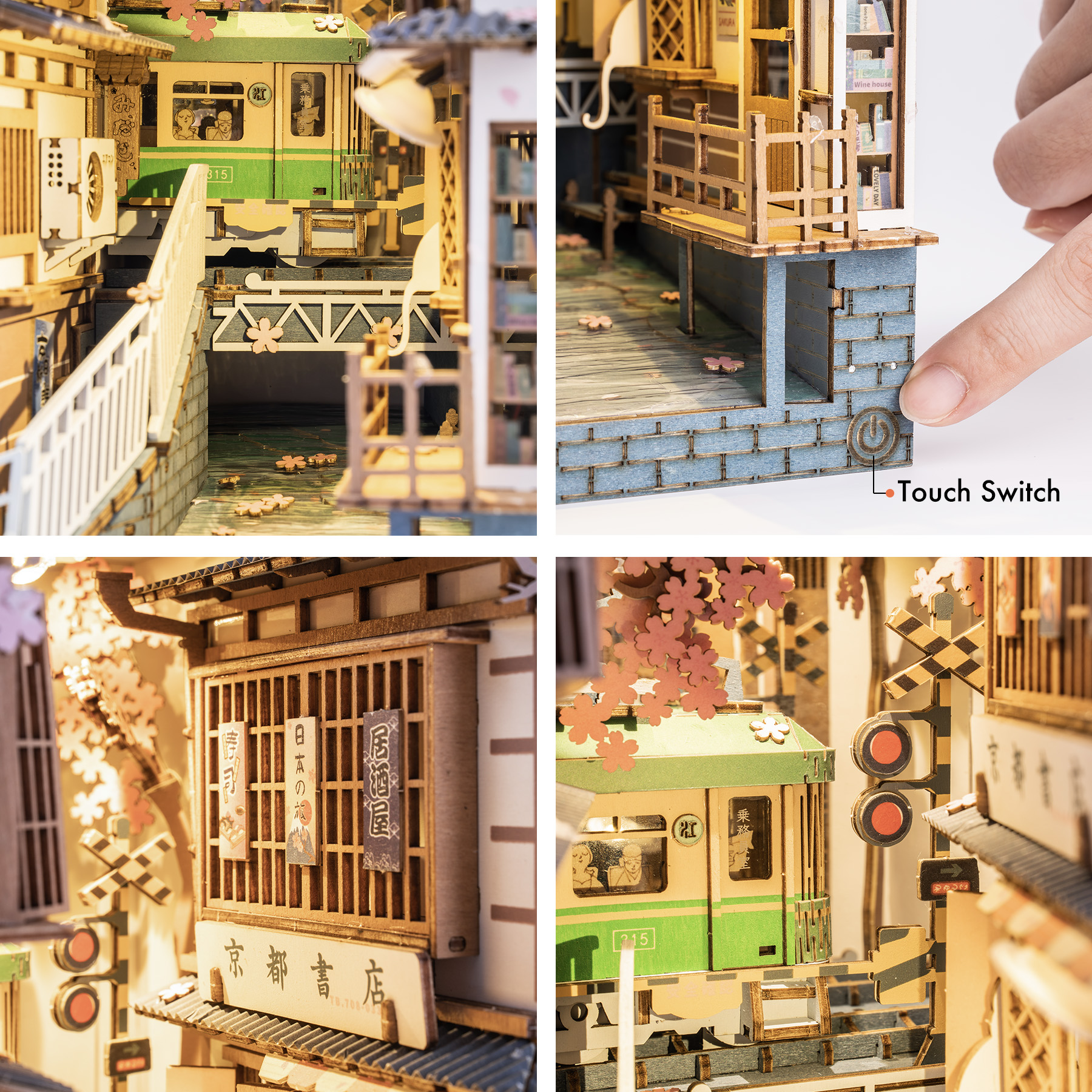 DIY Wooden Book Nook – Sakura Tram Miniature Bookshelf Insert Kit - Image 4