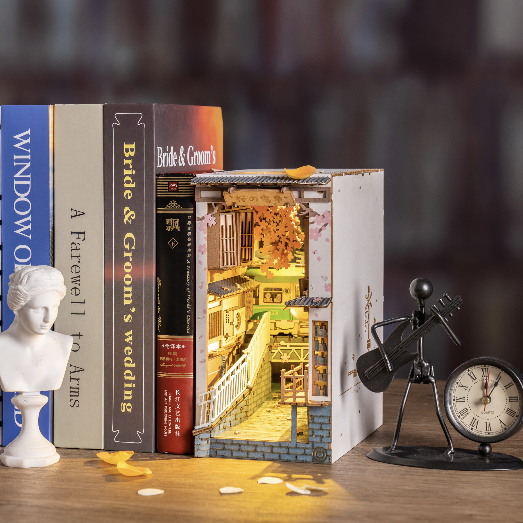 DIY Wooden Book Nook – Sakura Tram Miniature Bookshelf Insert Kit - Image 2