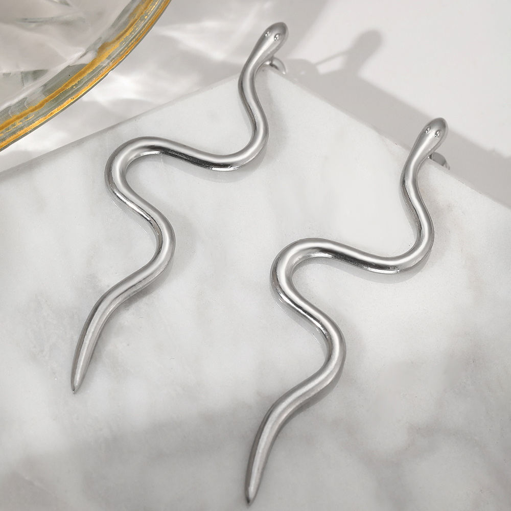 Elegant Snake Design Stainless Steel Stud Earrings for Women - Image 5