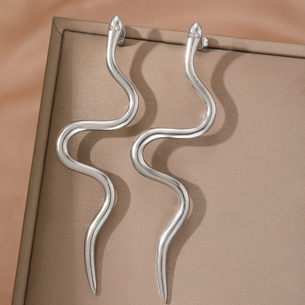 Elegant Snake Design Stainless Steel Stud Earrings for Women - Image 4