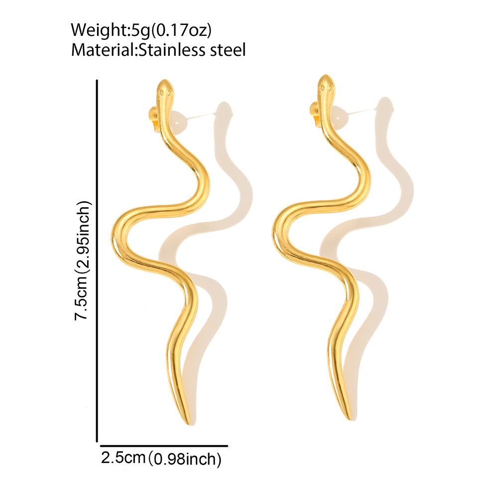 Elegant Snake Design Stainless Steel Stud Earrings for Women - Image 6